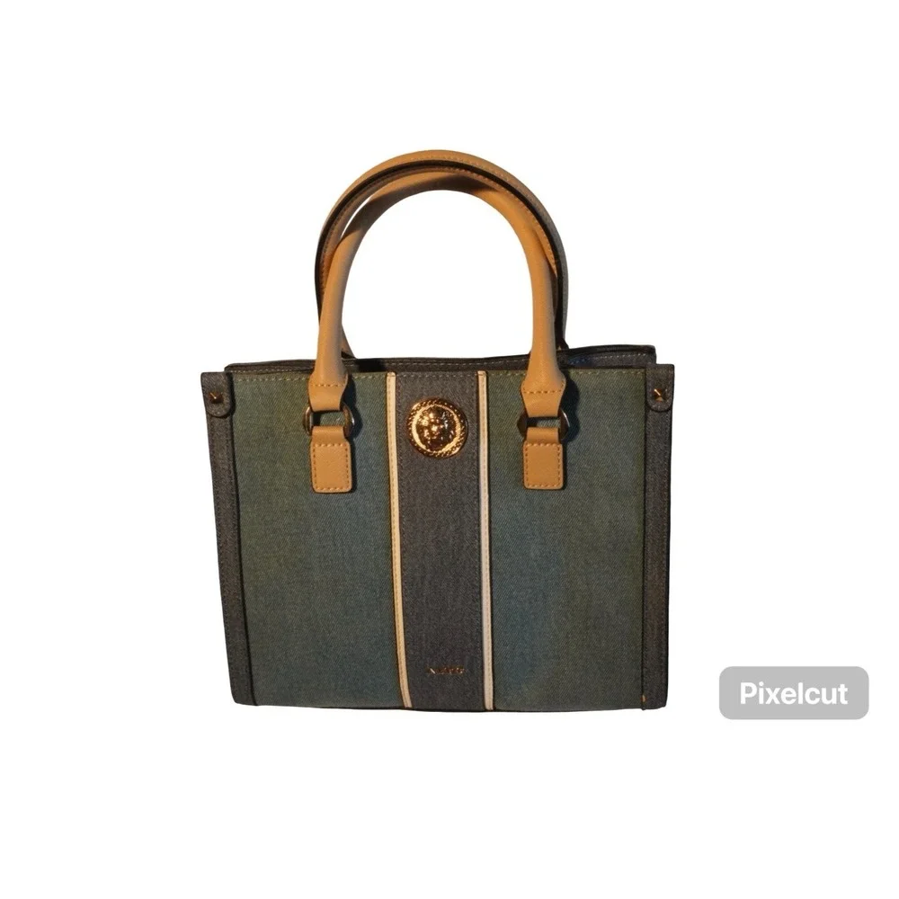 Aldo Women Handbag Gray Chambray Denim Pockets Convertible Satchel/Crossbody Bag